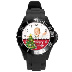 merry christmas, xmas, happy new year  - Round Plastic Sport Watch (L)