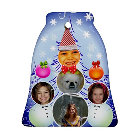 Snowman Family Bell Ornament By Kim Blair Front