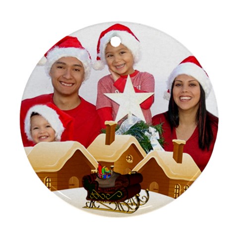 Christmas Family Round Ornament By Deborah Front