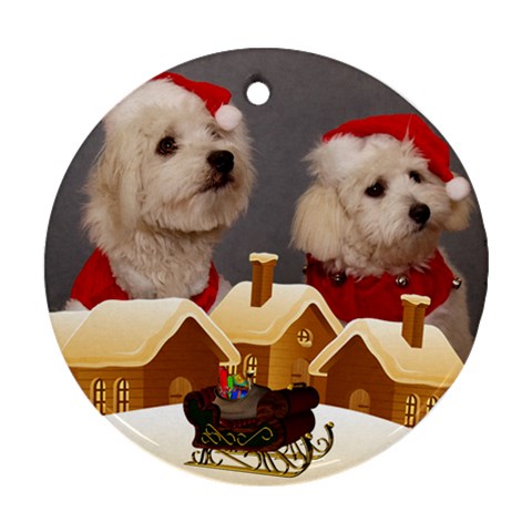 Christmas Village Round Ornament (2 Sided) By Deborah Front
