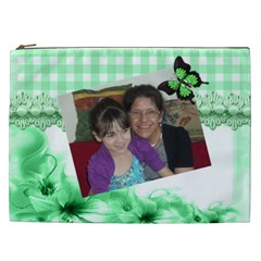 Green Gingham and floral cosmetic Bag (XXL)
