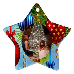 Blue christmas Star Ornament one side - Ornament (Star)