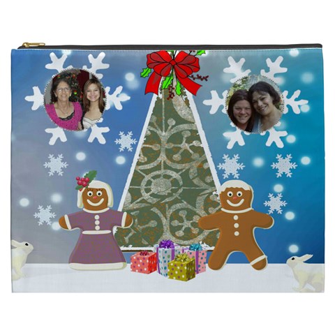 Gingerbread Couple With Tree Cosmetic Bag (xxxl) By Kim Blair Front