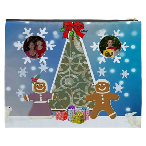 Gingerbread Couple With Tree Cosmetic Bag (xxxl) By Kim Blair Back