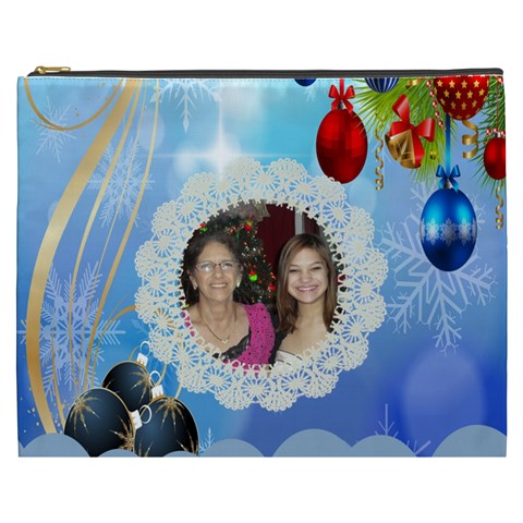 Snow Flakes And Ornament Cosmetic Bag (xxxl) By Kim Blair Front
