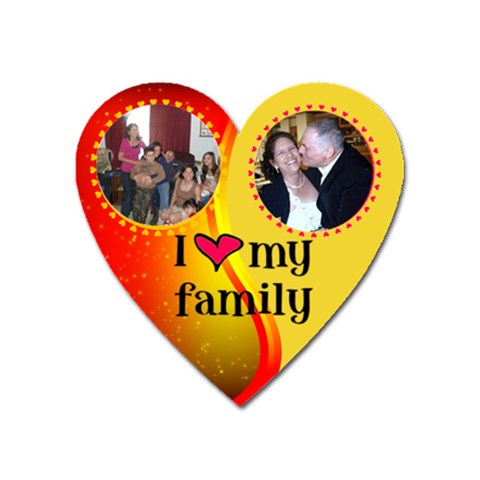 I Love My Family Red And Gold Heart Magnet By Kim Blair Front
