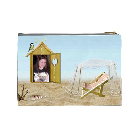 A Day At The Beach Cosmetic Bag (large) By Kim Blair Back