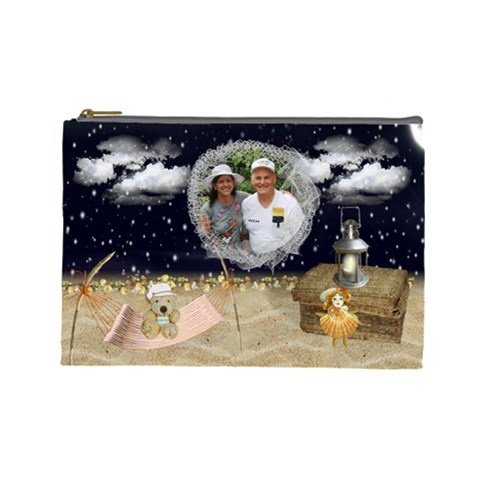 Night On The Beach Cosmetic Bag (large) By Kim Blair Front