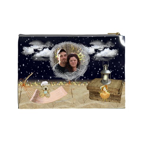 Night On The Beach Cosmetic Bag (large) By Kim Blair Back