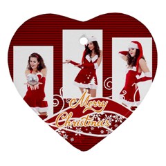 merry christmas, happy new year , happy, xmas - Heart Ornament (Two Sides)