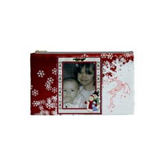 Red and white snowflake Cosmetic Bag (small)