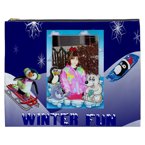I Love Winter Cosmetic Bag (xxxl) By Kim Blair Front