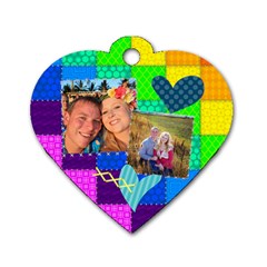 Stitched Quilted Rainbow - Dog Tag Heart (Two Sides)