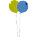 two baloon yellow and dark blue