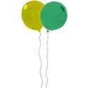 two baloon yellow and green