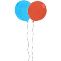 two baloon orange and blue