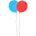 two baloon red and blue