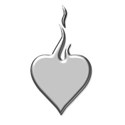 Flame silver Metalic heart