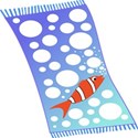 beach towel with fish and bubbles