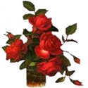 red roses in a glass