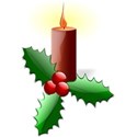 Christmas candle and holly