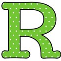Big R - Green polka dot