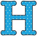 Big H - Blue polka dot