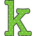 k - green polka dot
