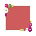 flower and buttons square frame