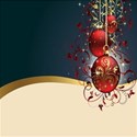 Red ornaments on dark and gold background
