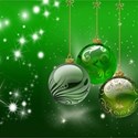 Green christmas balls on green background