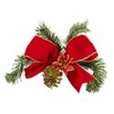 red bow with pine cones and pine branches