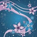 pink swirls on blue background