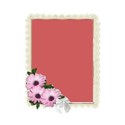 antique lace frame with pink gerber daisies
