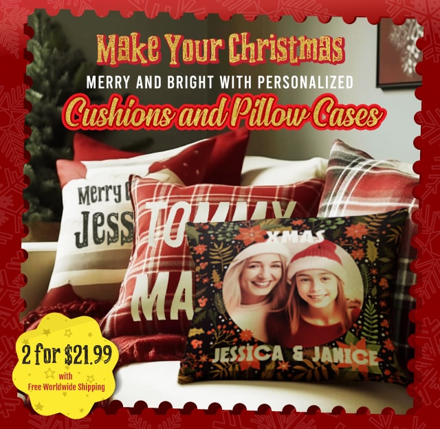 Cozy Up this Christmas: Get 2 Custom Cushions and Pillow Cases for Only $21.99 w/free ship!