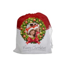 merry christmas - Drawstring Pouch (Large)