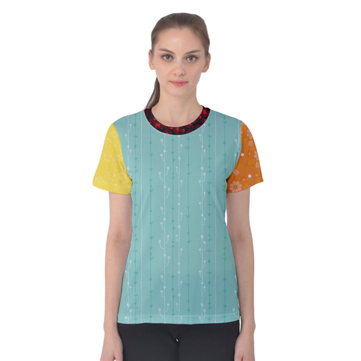 flower_pattern4 Women s All Over Print Coolmax Cotton Tee