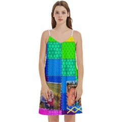 Rainbow Stitch Bra - Mini Camis Dress With Pockets