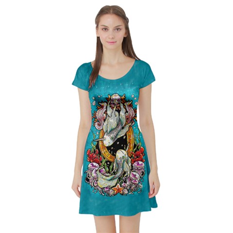 Short Sleeve Skater Dress Front