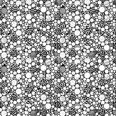 Profusion Circles Black And White By Paysmage Fabric by PAYSMAGE