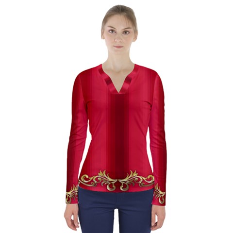 V-Neck Long Sleeve Top 