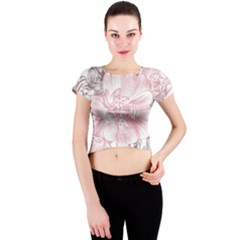 Flower Print Crew Neck Crop Top by jmcdesigns