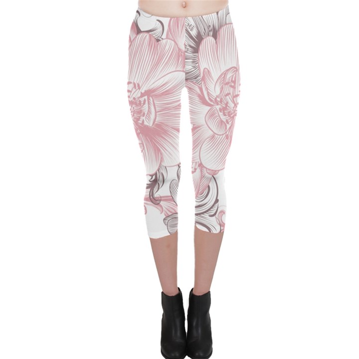 Flower Print Capri Leggings 