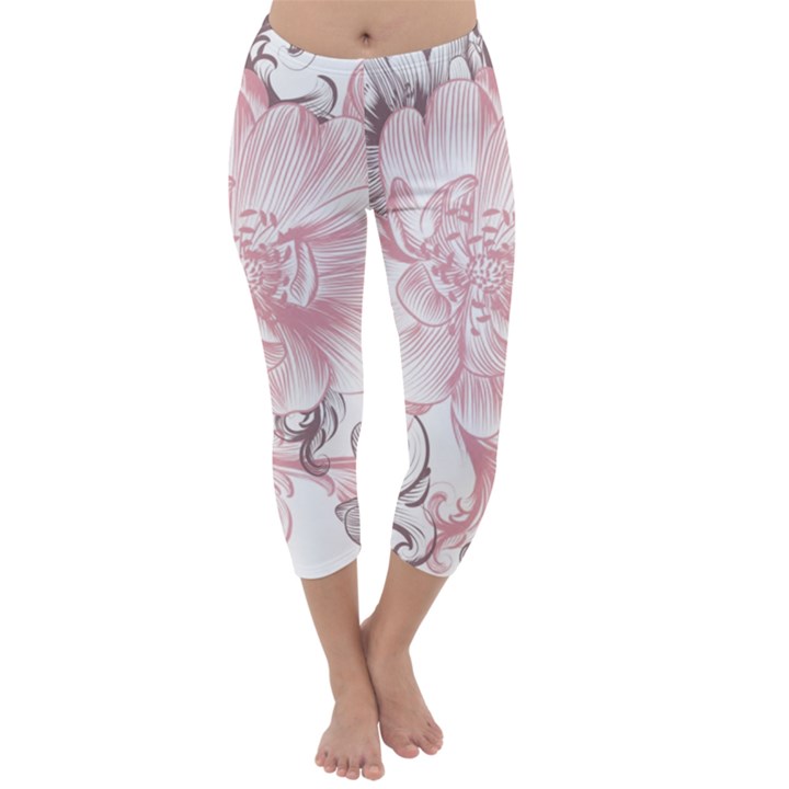 Flower Print Capri Winter Leggings 