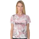 Flower Print V-Neck Sport Mesh Tee View1