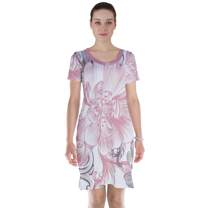 Flower Print Short Sleeve Nightdress