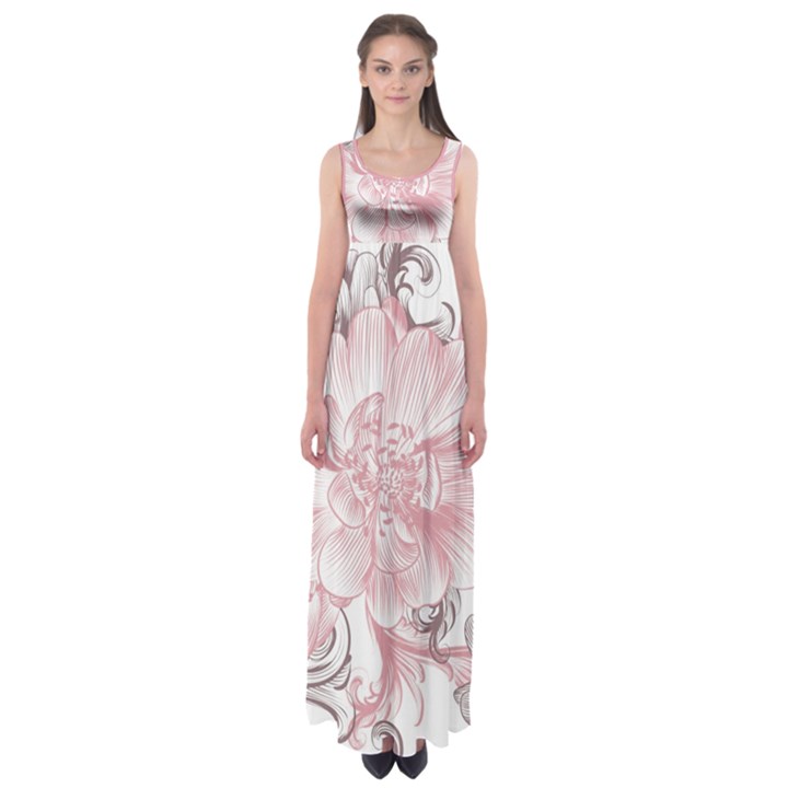 Flower Print Empire Waist Maxi Dress