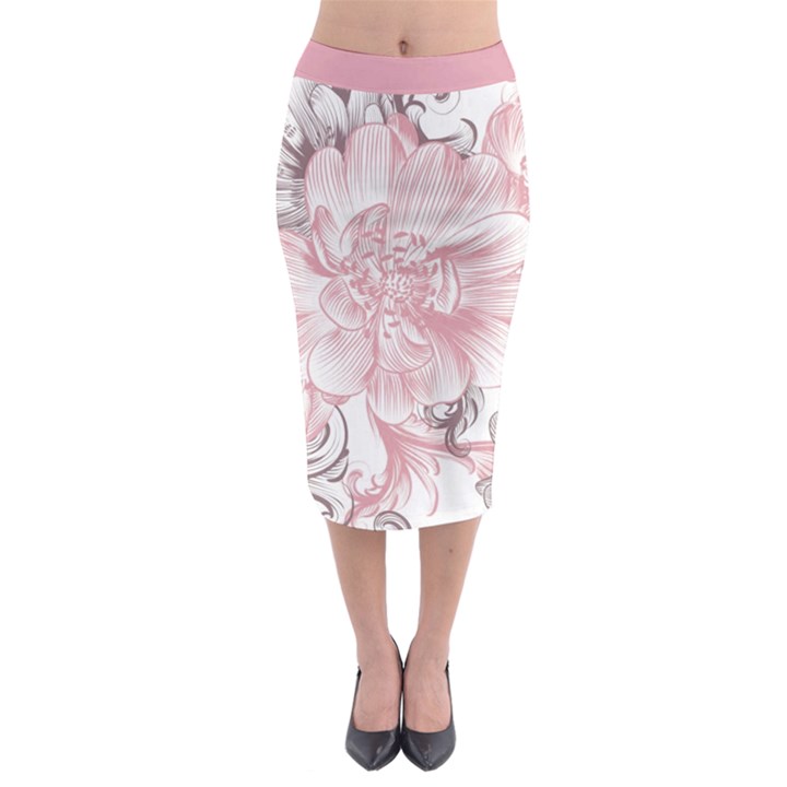 Flower Print Midi Pencil Skirt