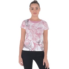 Flower Print Short Sleeve Sports Top  by jmcdesigns