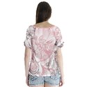 Flower Print V-Neck Flutter Sleeve Top View2